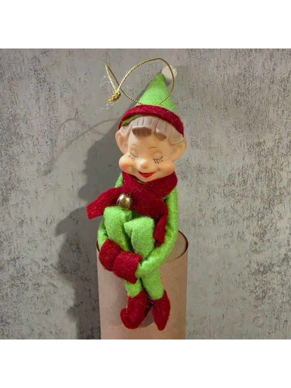 Annalee Christmas Pixie Elf Knee Hugger Ornament Vermont Country Store Green 6"